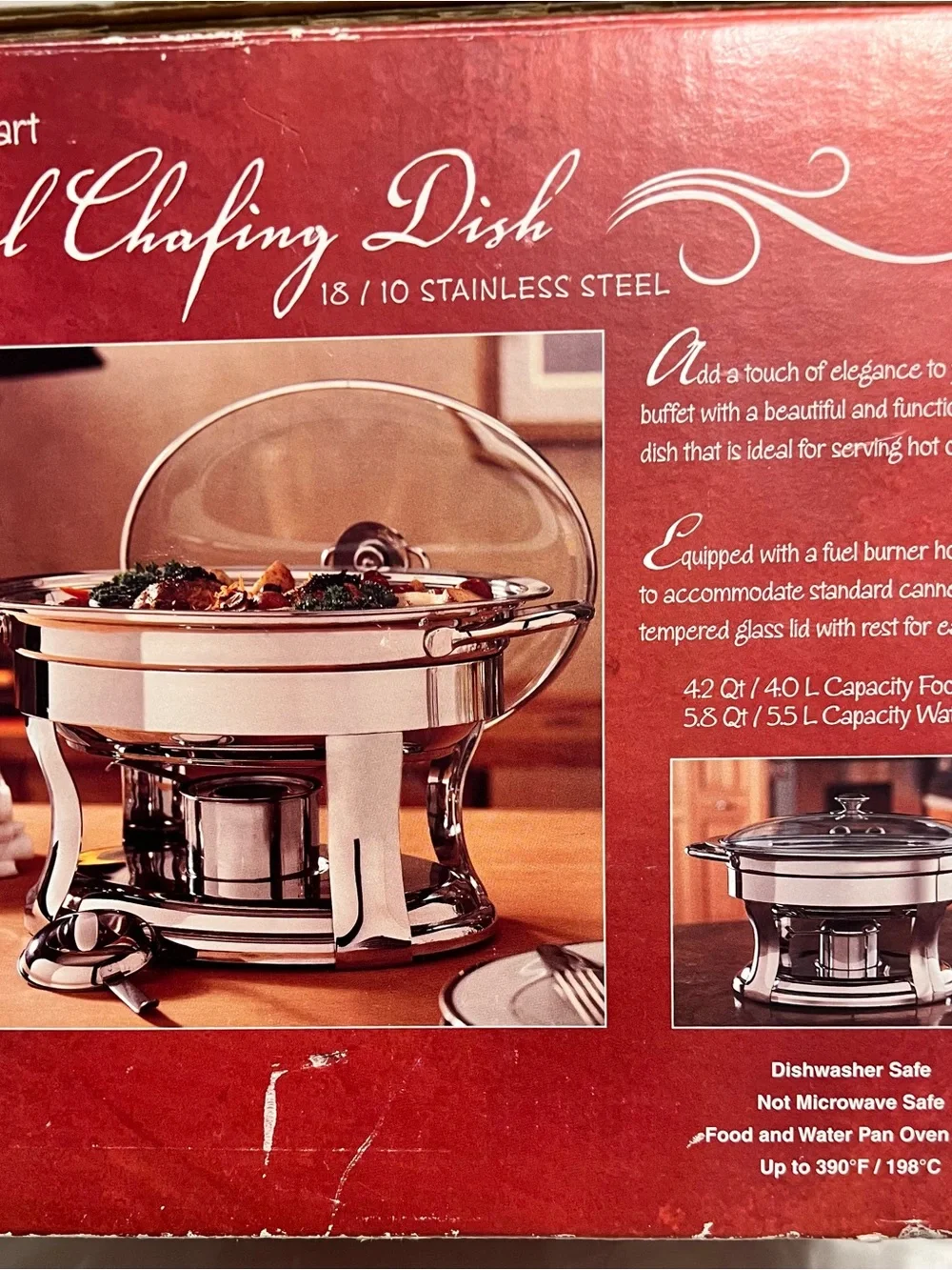 Round Stainless Steel Chafing Dish with Clear Lid - Silver